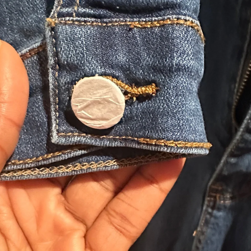 Stretchy Brand New Blue Denim Jumpsuit - Picture 6 of 6